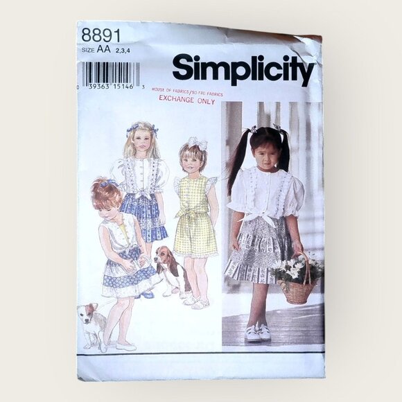 Vintage 1990s Simplicity Sewing Pattern 8891 Girls Shirt Shorts Top Size 2-4 - Picture 1 of 2